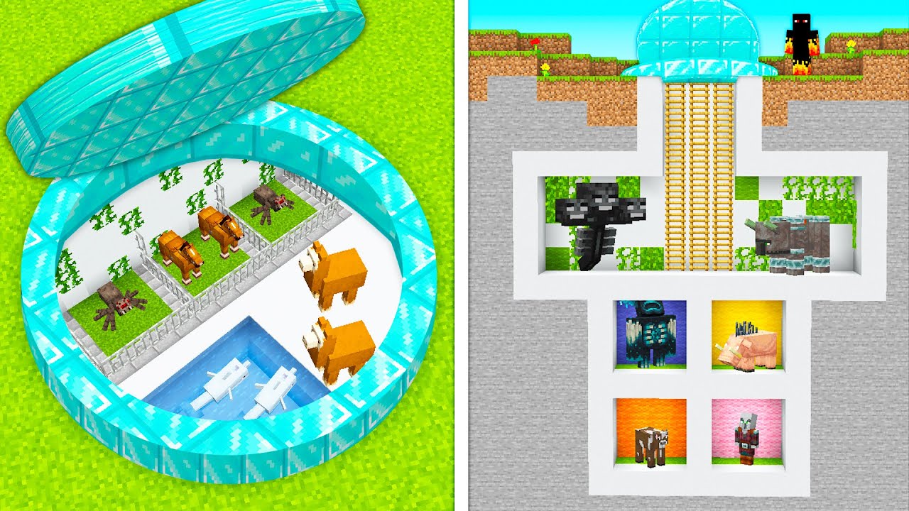 FIZ UM ZOOLÓGICO SECRETO PARA MOBS NO MINECRAFT