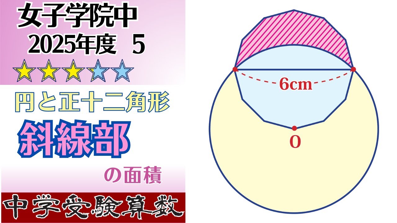 【中学受験算数/SPI】平面図形の面積　脳トレ問題　2025年　女子学院中 ５.　☆3.2【最難関クラス/偏差値up】