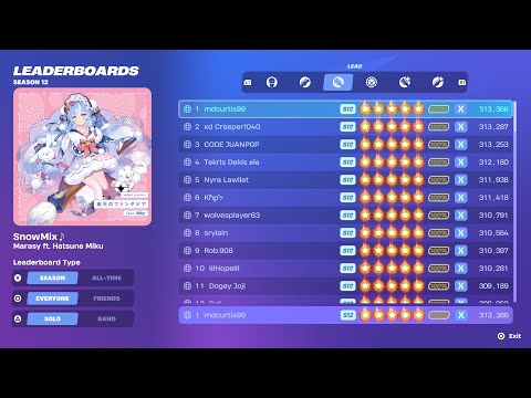 [Fortnite Festival S12] SnowMix♪ Expert Lead 100% FC 1st Place