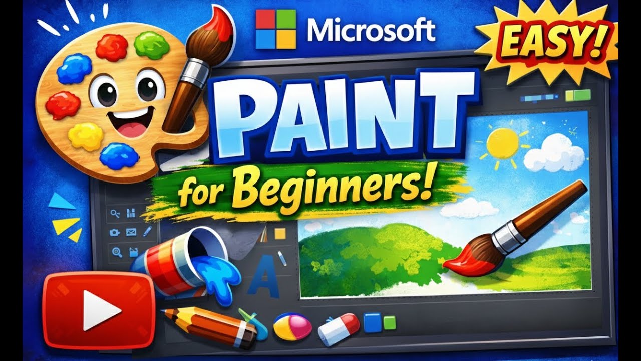 Microsoft Paint for Beginners | Easy Drawing & Coloring Tutorial - YouTube