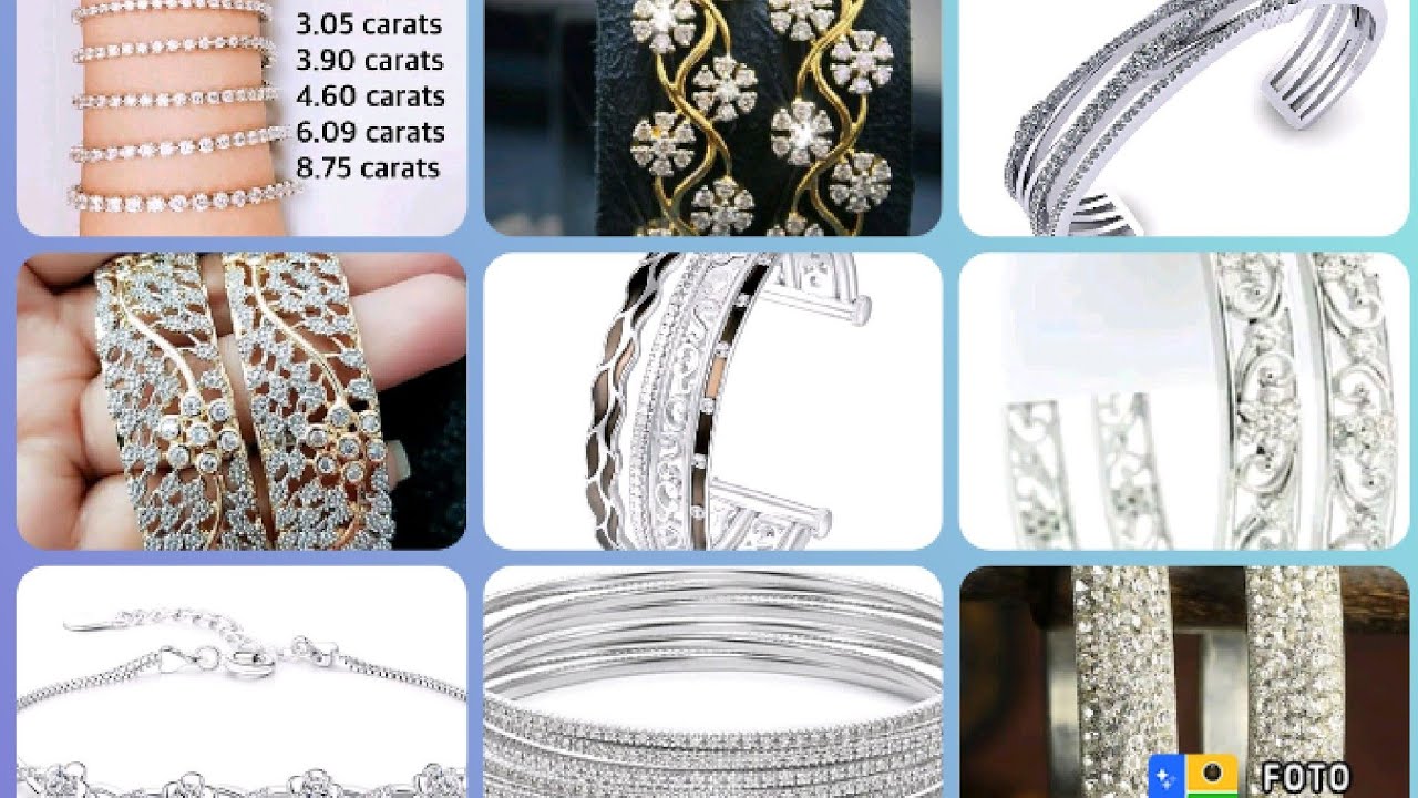 white Gold bangles design 2022/White Gold bracelet design for girls/white gold bangles with carats.
