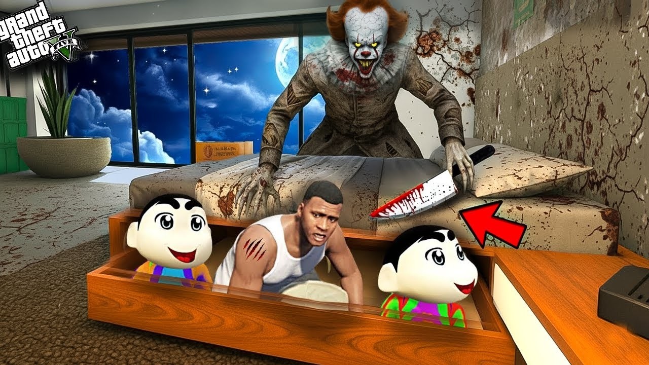 Franklin Pennywise video | Franklin And Shinchan Found A Haunted Clown In Los Santos! 👻 | GTA 5