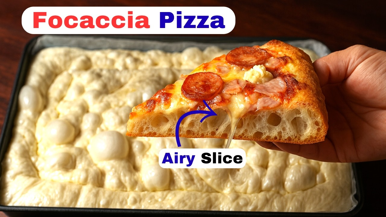 Soft Airy Focaccia Pizza with Meat Lovers Toppings