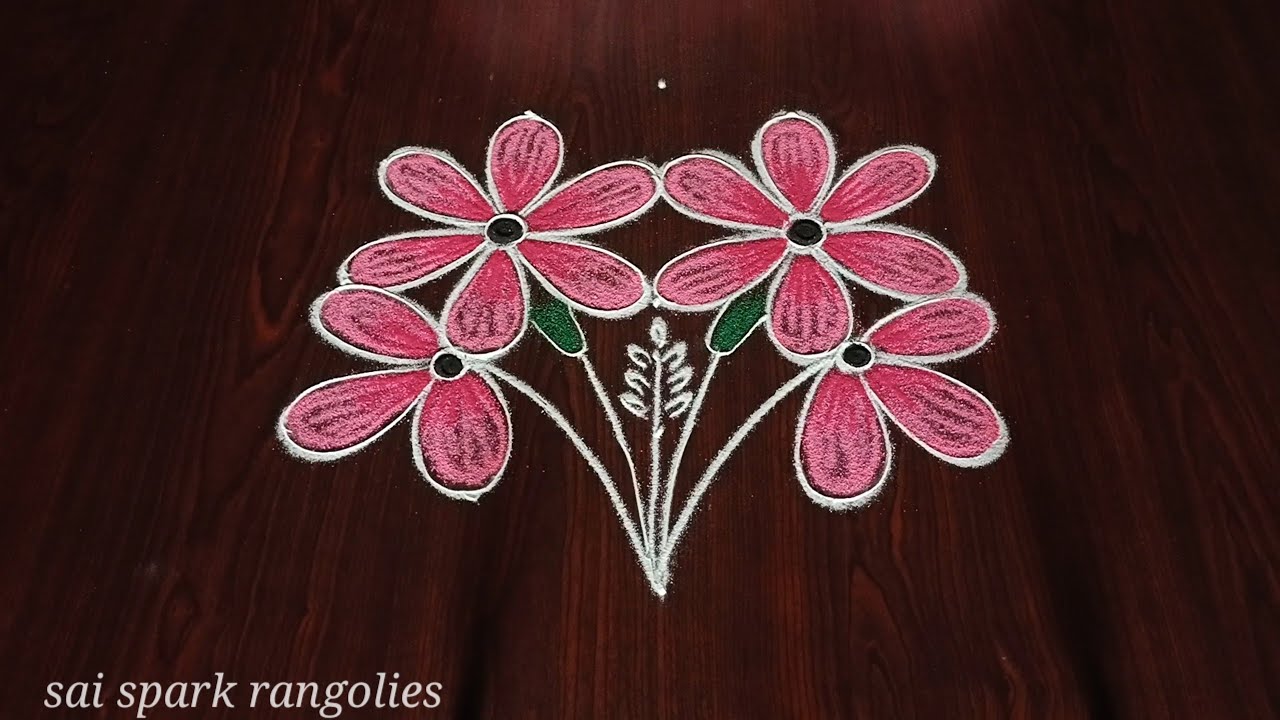 small flower rangoli | simple kolangal | daily rangoli | easy rangoli @saisparkrangolies