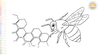 Honey bee Beehive drawing easy | Art tutorial | How to draw A Honey bee step by step | #artjanag