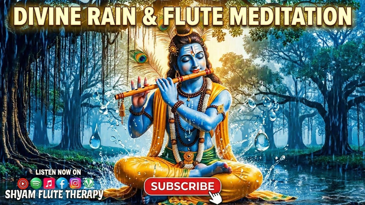Divine Krishna Flute Music & Rain Sounds 🌧️ | Remove Negative Energy & Deep Sleep 😴