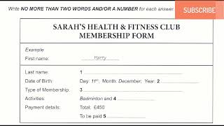 SARAH’S HEALTH & FITNESS CLUB MEMBERSHIP FORM | IELTS LISTENING TEST WITH ANSWERS screenshot 4