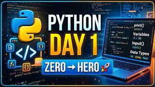 Python Day1| Python Basics for Beginners | print(), Variables, Data Types, input() & Type Conversion