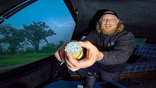 Truck Camping In Severe Thunderstorms - Huge Hail & Salmon Bagels