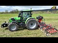 Grünlandpflege Traktor Deutz mit Saphir Grünlandstriegel Perfekt &amp; DrillStar - Landwirtschaft Grass