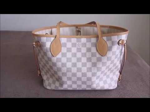 Louis Vuitton Neverfull MM in azur checkered coated canvas Beige Cloth  ref.183754 - Joli Closet