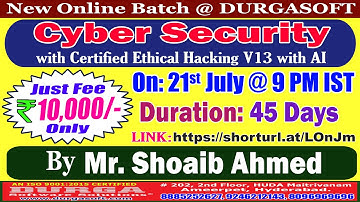 Cyber Security with Certified Ethical Hacking V13 with AI Online Training @ DURGASOFT