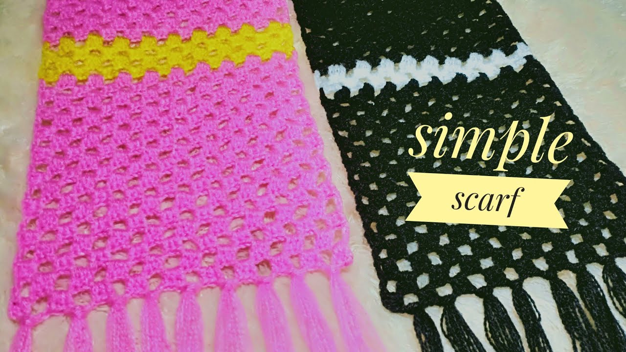 Crochet || Tutorial syal simpel || English subtitle - YouTube