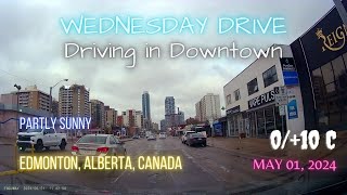 Driving in Downtown Edmonton, Alberta, Canada. 0/+10 Celsius.