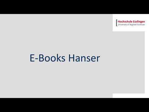 Download E-books on Hanser eLibrary