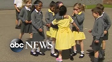 7-year-old Anu shows off her pink prosthetic 