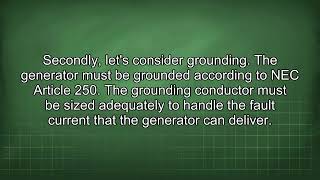 Generator Transfer Switch Conductor Sizing and Grounding Guide