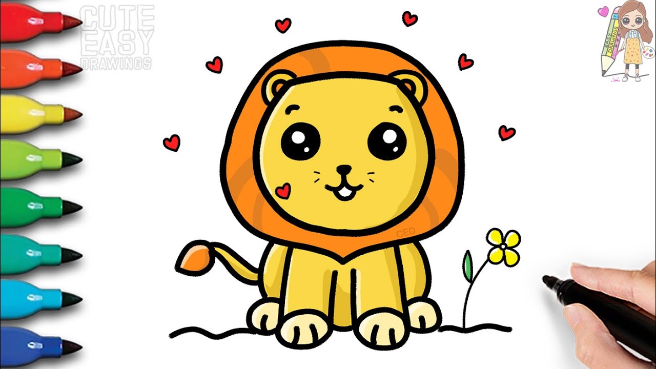 baby lion cartoon drawing