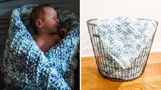 Crochet Beginner Baby Blanket (Quick & Easy using Bernat Blanket Yarn)