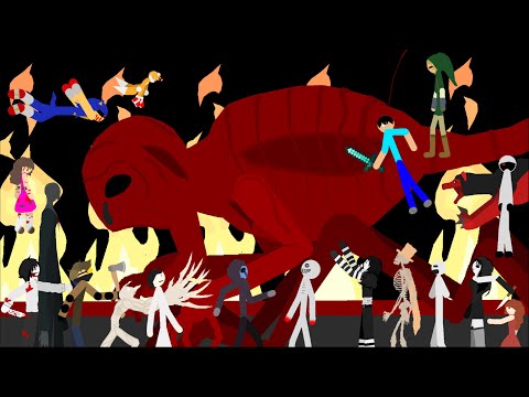 (unfinished) RED (NES Godzilla Creepypasta) vs Team Creepypastas| Sticknodes Animation!