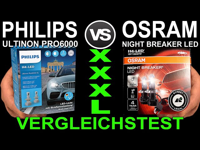 Osram Night Breaker LED vs. Philips Ultinon Pro 6000:  Helligkeitsvergleichstest — Eightify