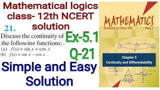 NCERT Solution for class 12 maths chapter 5 exercise 5.1 question 21.