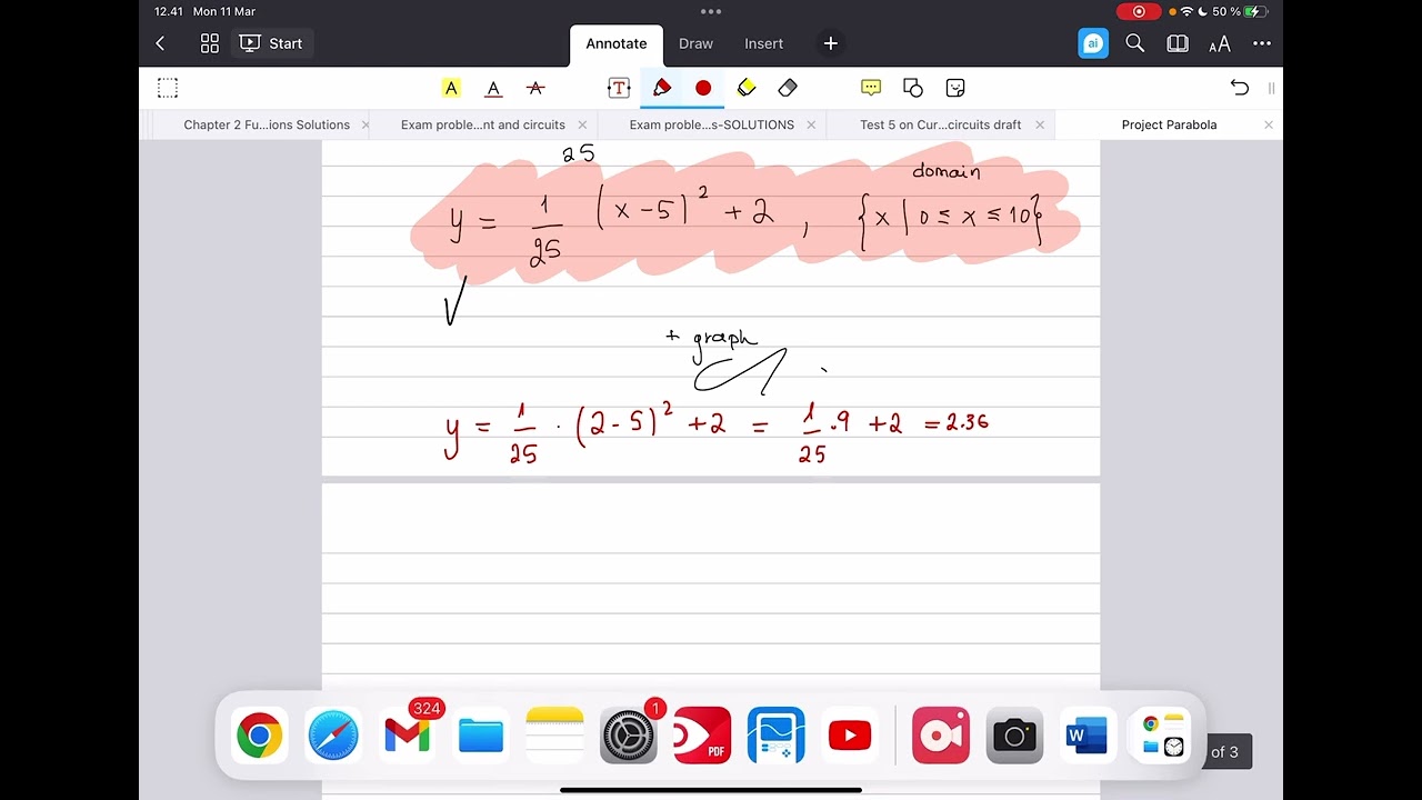 Project on parabola, Part 3B