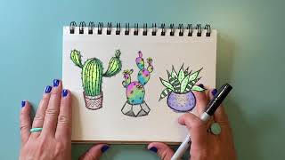 How to Draw Cacti & Succulents! (Doodle for the Day, No.5) - YouTube
