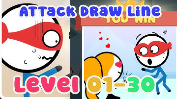 Gameplay Walkthrough Attack Draw Line Level 1-30 (WEEGOON)  - Funny Stickman Brain Puzzle Game