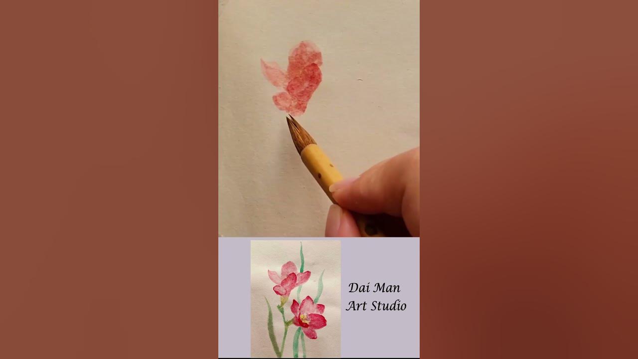 Super Easy Red Freesia Flower - Watercolor Painting for Beginners