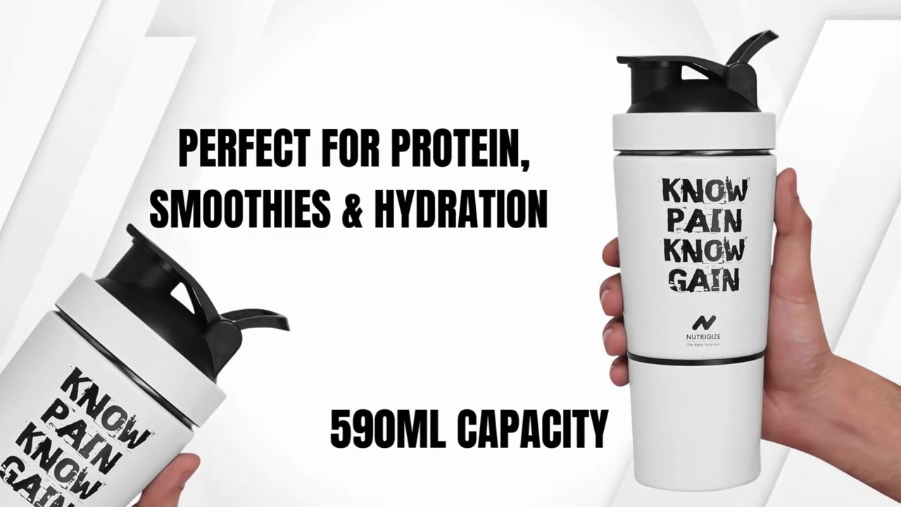 Nutrigize Premium Stainless Steel Protein Shaker bottle for gym