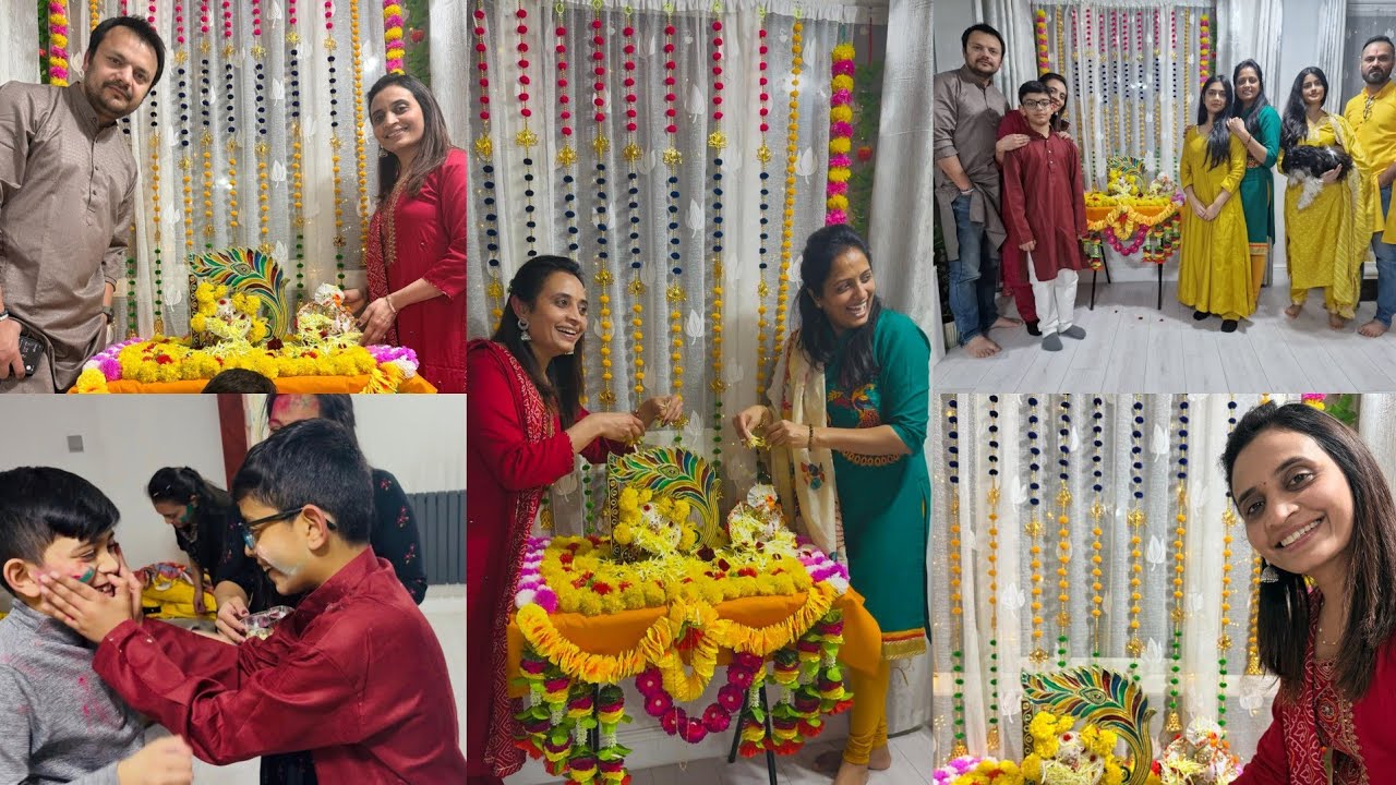 Bhai bhabhi na ghare holi celebrate kari | holi celebration in uk 