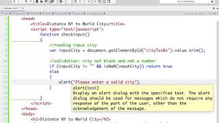 Web App - Distance (miles) NY To World City (Array - Short List) - Prof. Pinto
