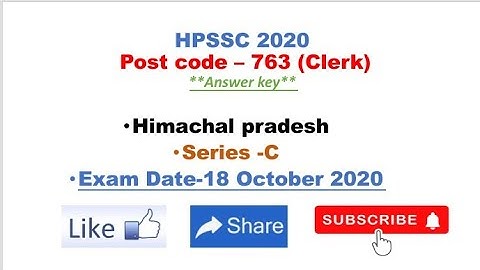 HPSSC Clerk Examination Answer Key Post Code-763 18-10-2020