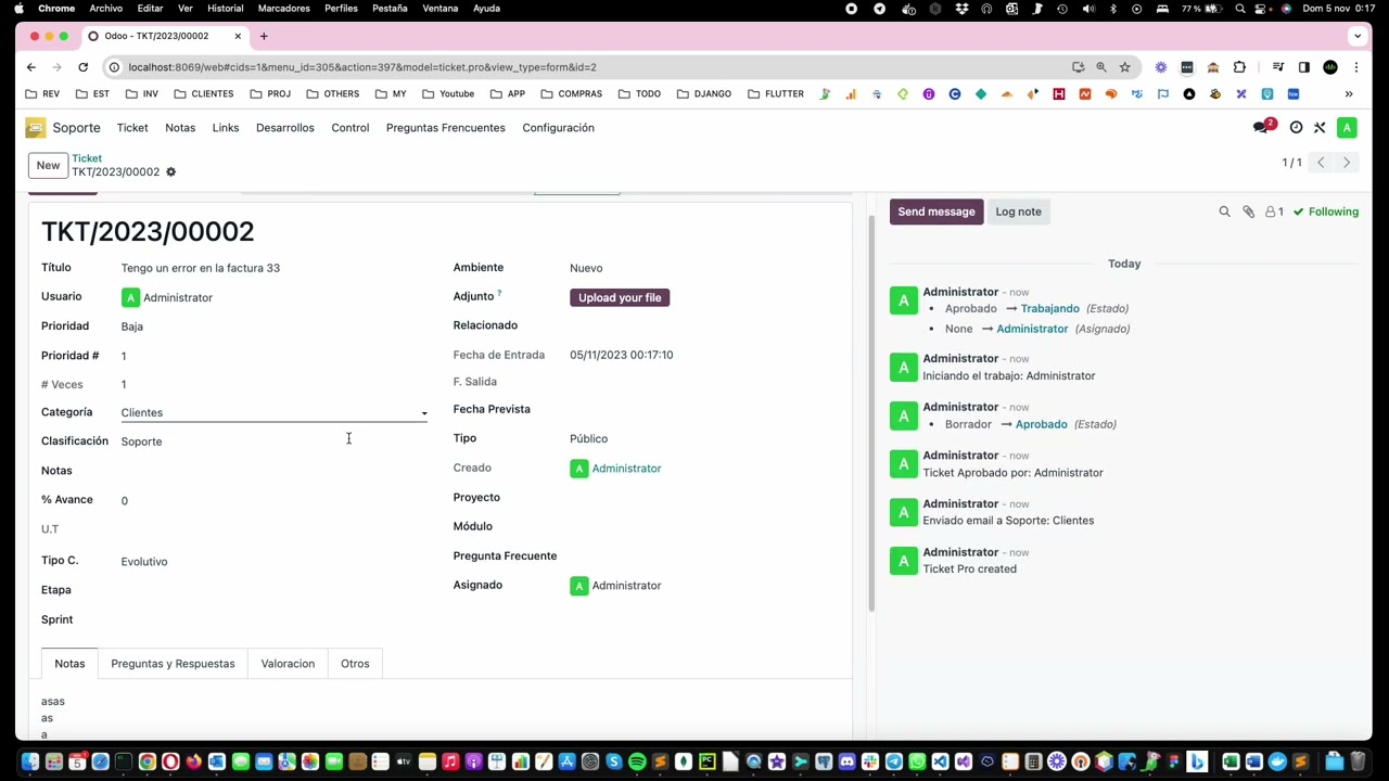 Odoo 17 - Módulo de TicketPro para las gestion de soporte y proyecto.