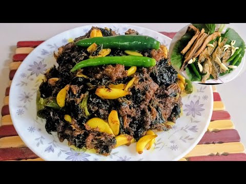 লাউ পাতা দিয়ে চ্যাপা শুটকি ও লইট্টা শুটকির ঝুরা।dry fish jora Bengali recipe.