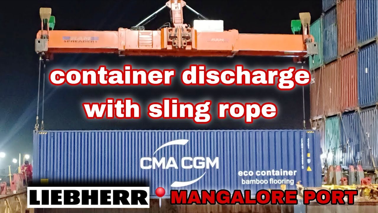 Container Sling Rope Palletised LIEBHERR | 40ft container Handling with sling rope | #containershipping ...