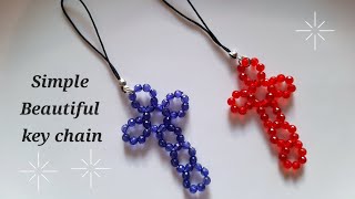 Cross Key Chain Beaded Tutorial // Cara Membuat Gantungan Kunci Bentuk Salib