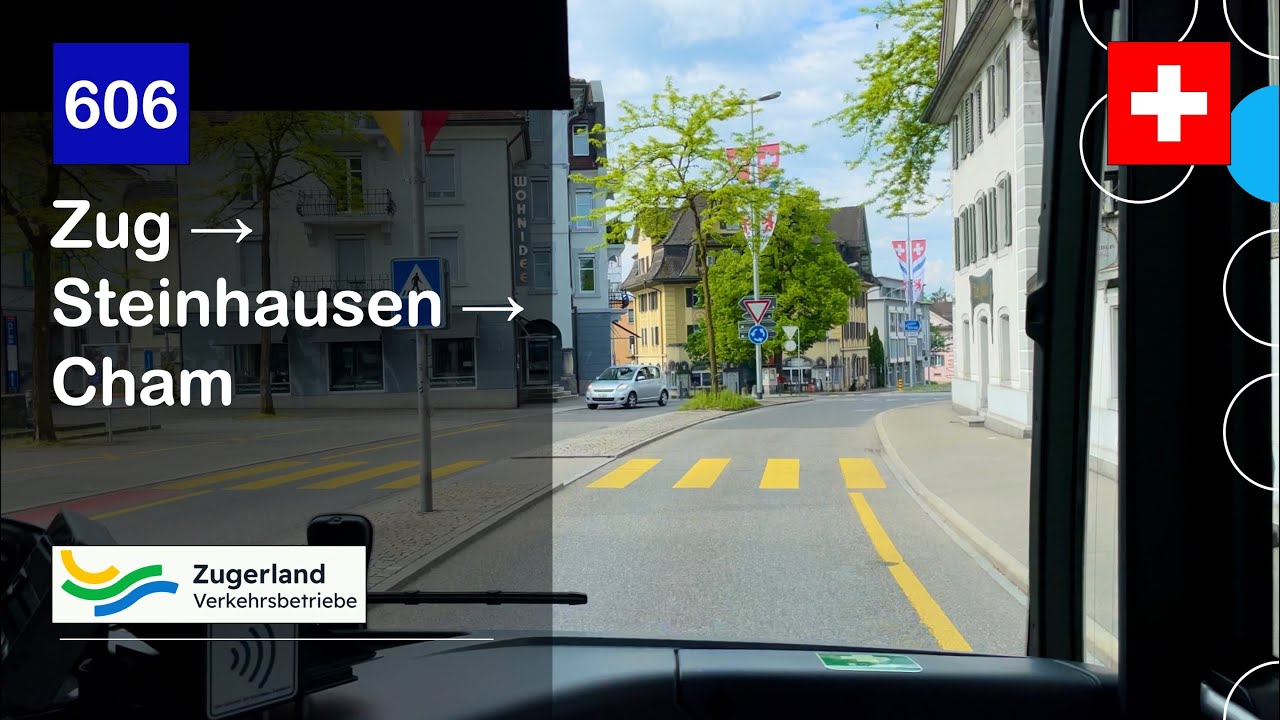 [4K] 🇨🇭 Cab Ride: ZVB ZUGERLAND BUS | 606: Zug → Steinhausen → Cham | MB eCitaro G Elektrobus