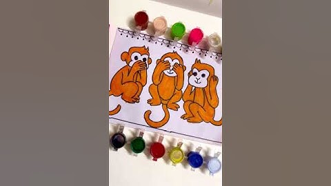 Drawing 3 monkeys of Gandhi ji 👍 #trending #art #shortfeed #drawing #colourfull #monkey #art