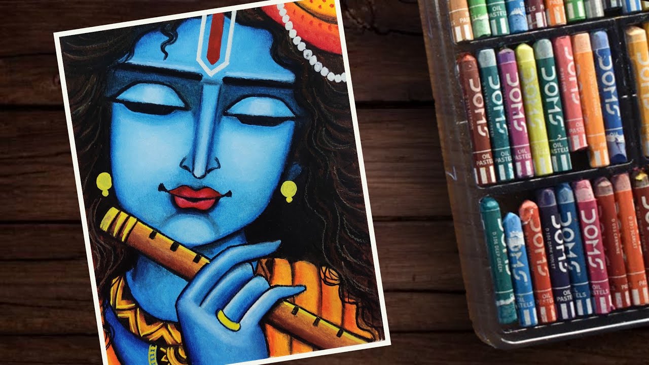 Lord Krishna Drawing With Oil Pastel Colour How To Draw Lord Krishna