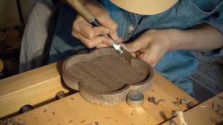 ⁣His Ability Is Amazing. Making Plate Fork And Spoon With Wood Block