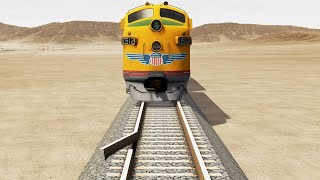 Train Vs Insane Broken Rail Track Crossing - BeamNG.Drive