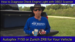 Check Engine Light Stays On. Diagnose with OBD2 Scanner. Autophix 7150 / Zurich ZR8 for Your Vehicle