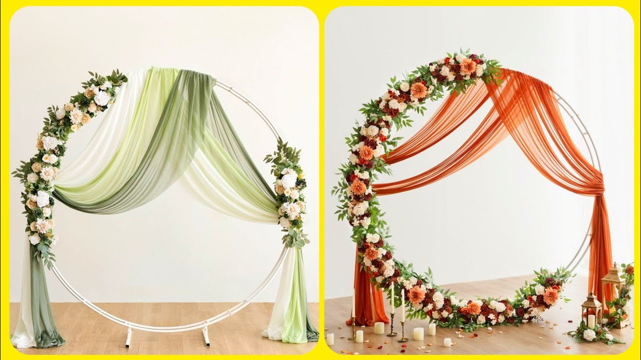 Circle arch stand Wedding background decoration Metal Round Ring Floral  Backdrop Baby Showerstand - YouTube