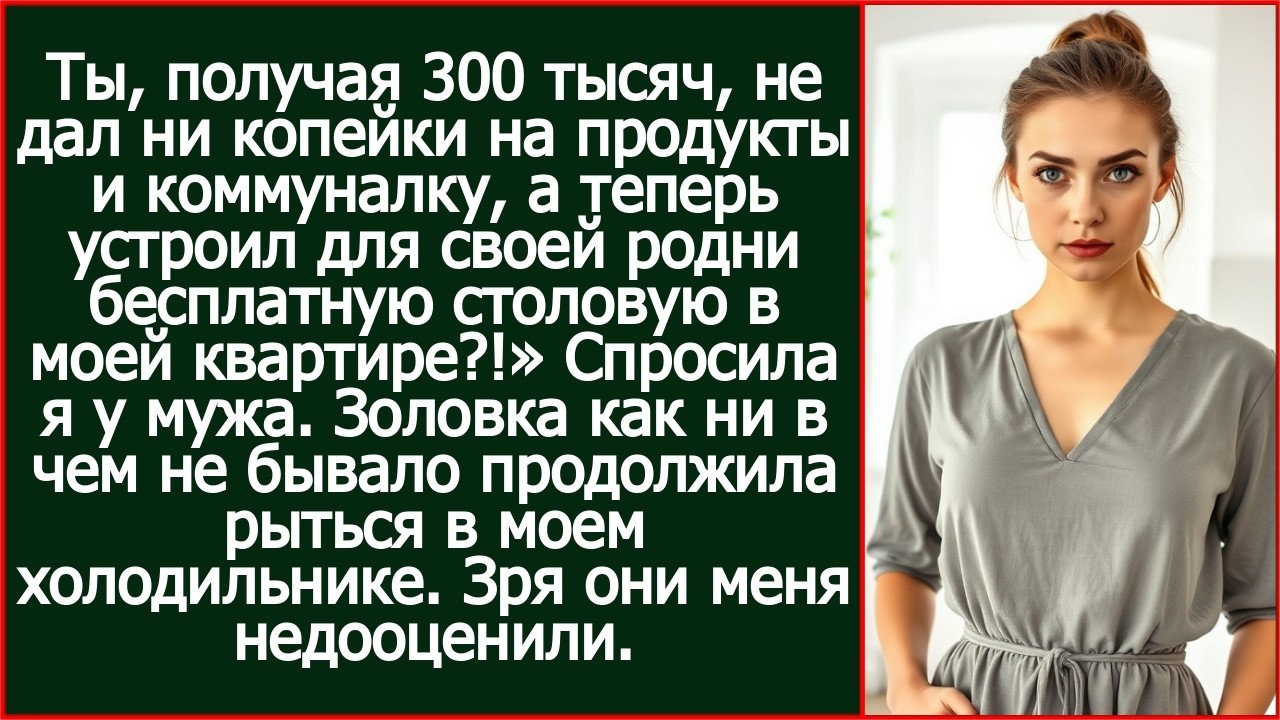 Ты, получая 300 тысяч, не дал ни копейки на продукты, а мне кормить твою родню в своей квартире?