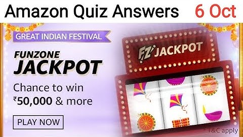 Amazon Funzone Jackpot Quiz Answers Today | 6 October 2020 | Win ₹50,000 as Amazon Pay Balance