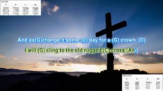 Video thumbnail of "The Old Rugged Cross (no capo)  by Alan Jackson play along with scrolling guitar chords and lyrics"