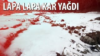 Sarıkamış´ta Lapa Lapa Yağan Kar Etrafı Beyaza Bürüdü