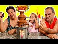 Maria Clara brincando de Desafio Chocolate vs Comida de verdade #3 - Familia MC Divertida